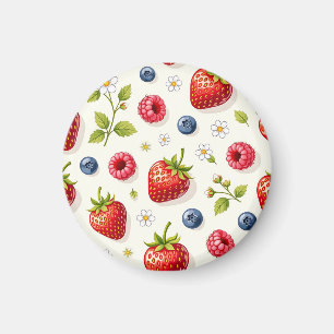 Imán Patrón de Flor de Cerezo Frutas Frescas de Verano
