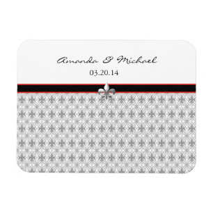 Imán Patrón de Flor de Lis Rojo Gris Negro personalizad