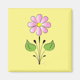 Imán Patrón de flor rosa de flor de color único