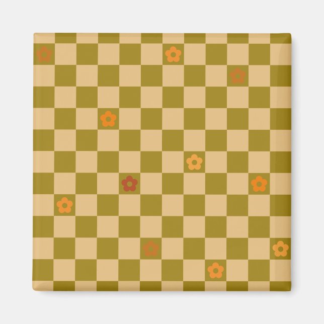 Imán Patrón de flores a cuadros - N.º 02 (Frente)