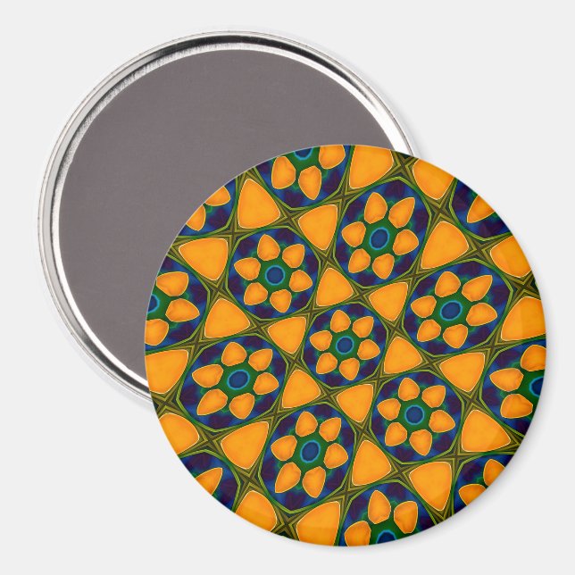 Imán Patrón de flores abstractas únicas (Anverso/Reverso)