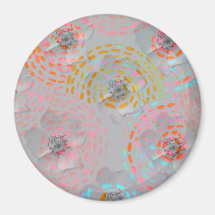 Imán Patrón de flores coloridas con líneas gráficas pun