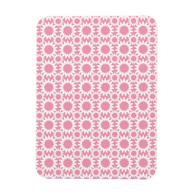 Imán Patrón de flores de estrellas lindas rosa y blanco (Vertical)