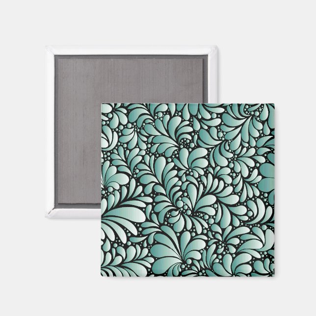 Imán Patrón de flores deseables en verde minero (Anverso/Reverso)