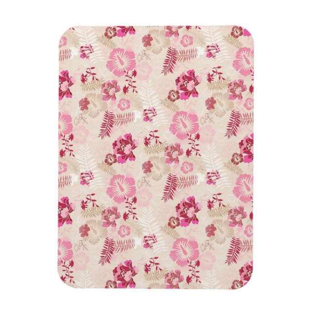 Imán Patrón de flores modernas rosadas finas zapatillas (Vertical)