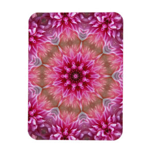 Imán Patrón de flores rosadas de Mandala geométrica-675
