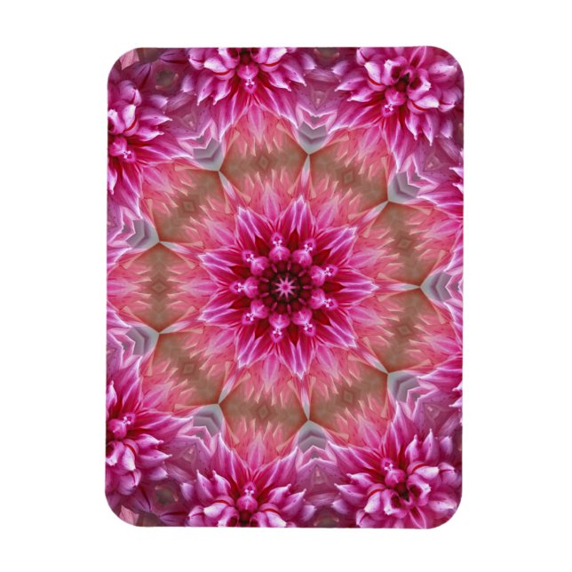 Imán Patrón de flores rosadas de Mandala geométrica-675 (Vertical)