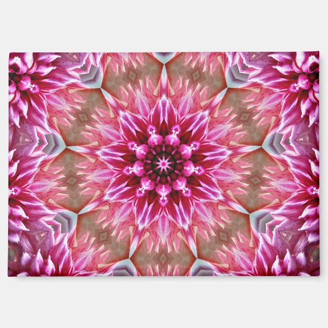 Imán Patrón de flores rosadas de Mandala geométrica-675 (Anverso)