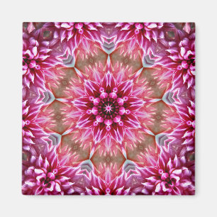 Imán Patrón de flores rosadas de Mandala geométrica-675