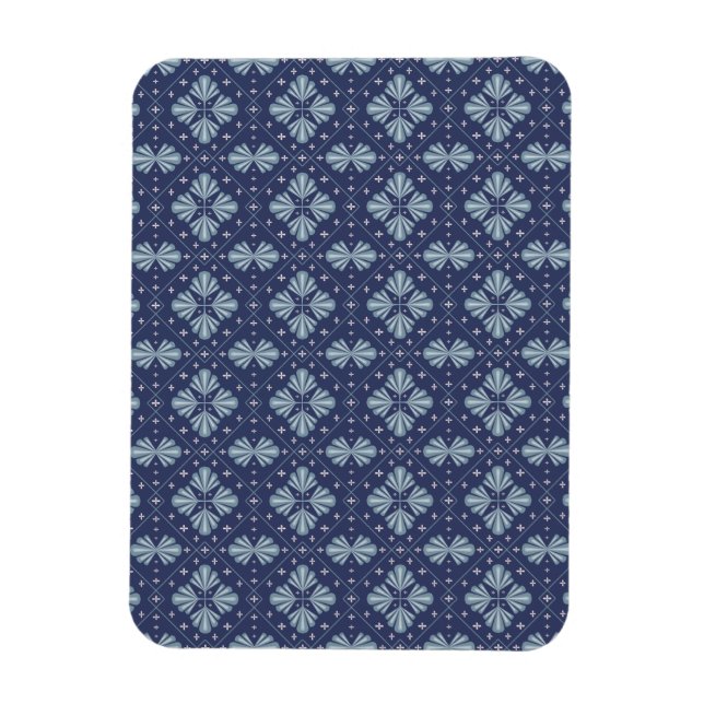 Imán Patrón de formas geométricas azules (Vertical)