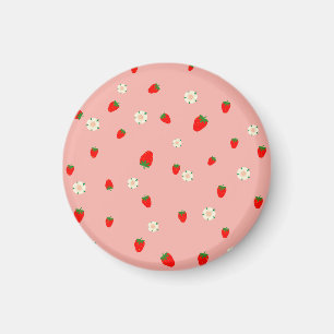 Imán Patrón de fresas y flores