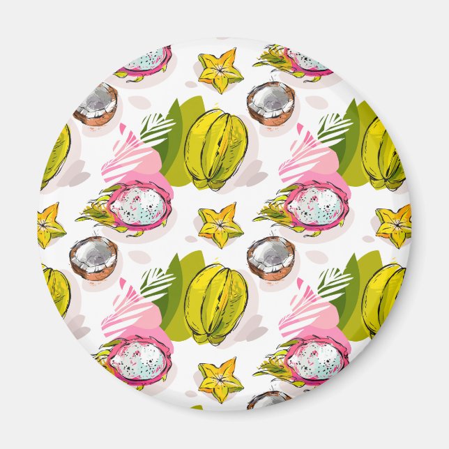 Imán Patrón de frutas texturadas a mano libre (Frente)