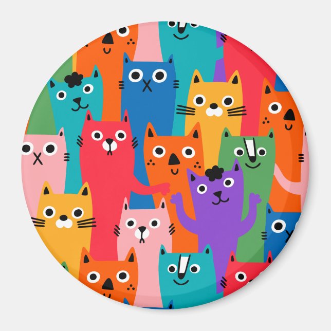 Imán Patrón de gatos coloridos (Frente)