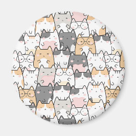 Imán Patrón de gatos lindos kawaii sin costuras