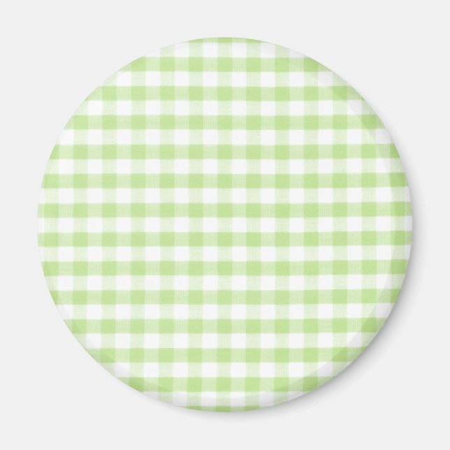 Imán Patrón de Gingham verde Pastel (Frente)
