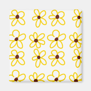 Imán Patrón de girasol amarillo marrón flor floral boho