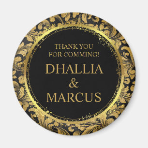 Imán Patrón De Gótico Negro Y Oro