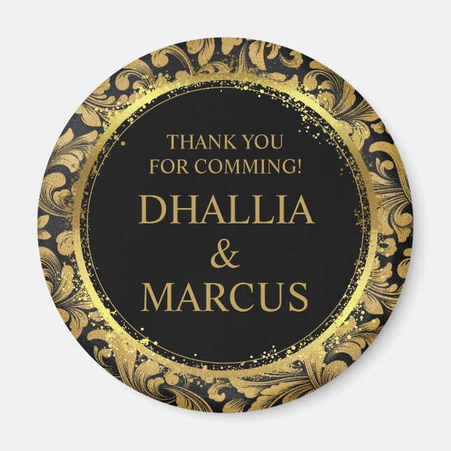 Imán Patrón De Gótico Negro Y Oro (Frente)