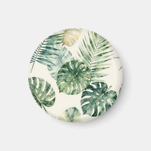 Imán Patrón de hojas tropicales de acuarela Monstera Pa