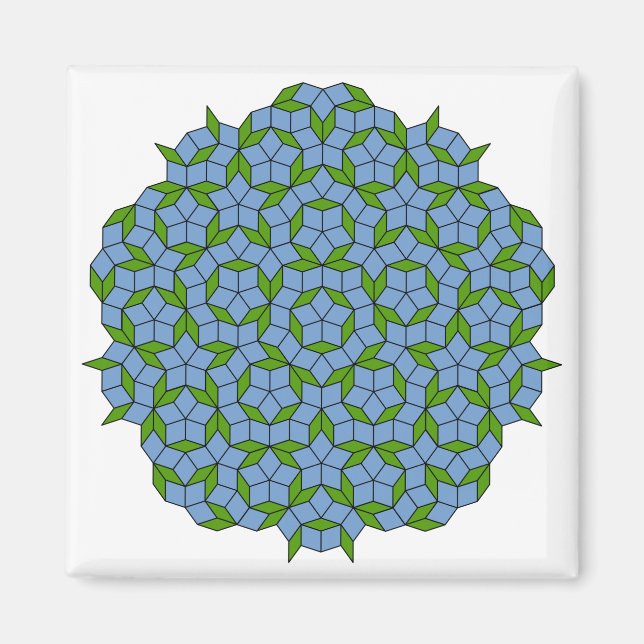 Imán Patrón de hombus penrose verde y azul (Frente)