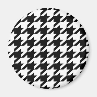 Imán patrón de houndstoth blanco y geométrico elegante