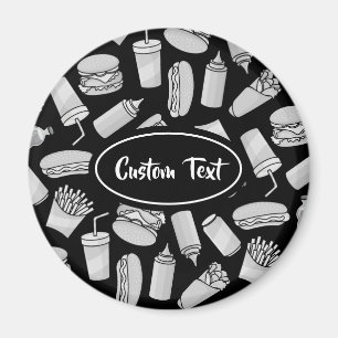 Imán Patrón de iconos de comida rápida blanca