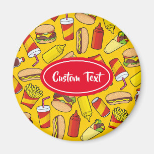 Imán Patrón de iconos de comida rápida de color