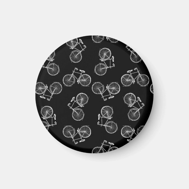 Imán Patrón de impresión de bicicletas de época Negro (Frente)