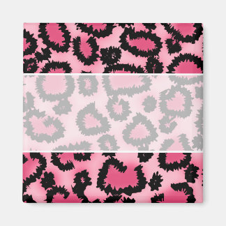 Imán Patrón de impresión de leopardo rosa y negro.
