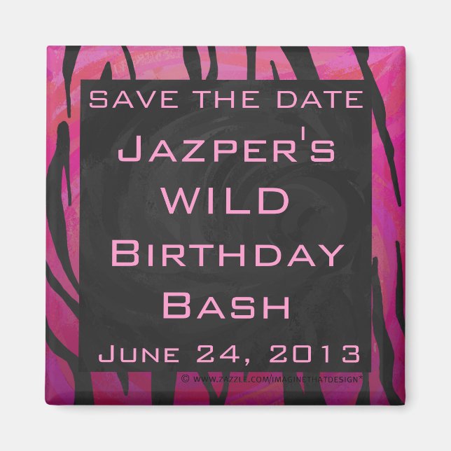 Imán Patrón de impresión de tigre de rosa caliente y ne (Frente)