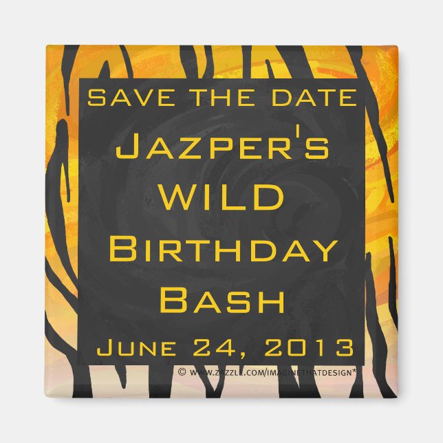 Imán Patrón de impresión de tigre negro y naranja con m (Frente)