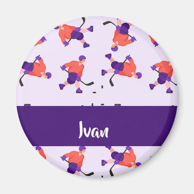 Imán Patrón de jugador de hockey sobre hielo en patinaj (Frente)