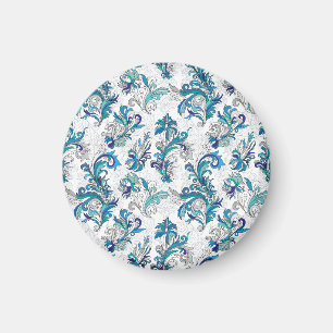 Imán Patrón de la cosecha del Doodle de color floral.