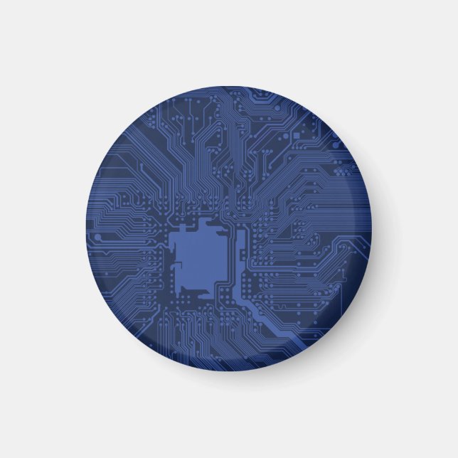 Imán Patrón de la tarjeta madre azul geek (Frente)