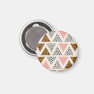 Imán Patrón de leopardo chic y triángulo rosa