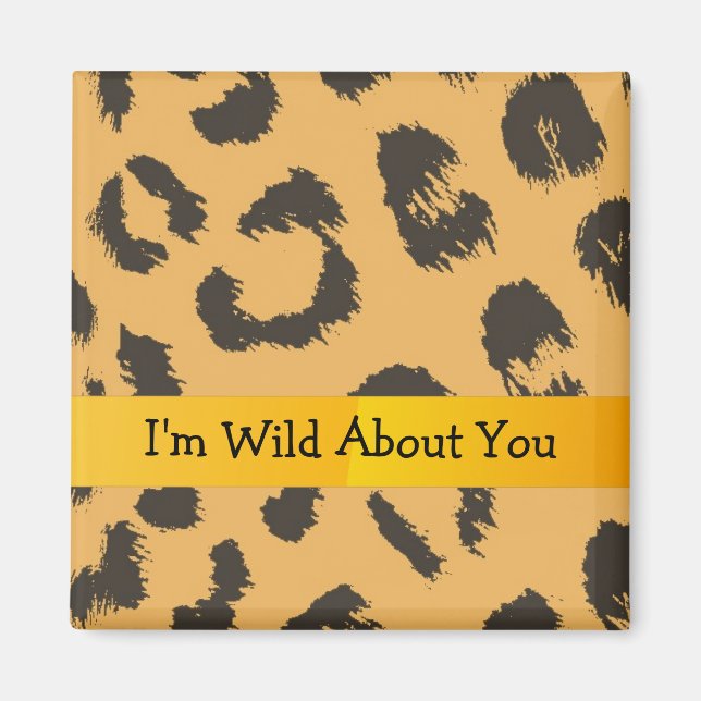 Imán Patrón de leopardo con dicho adorable (Frente)