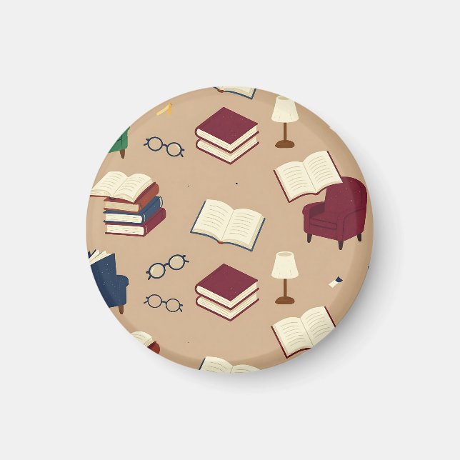 Imán Patrón de libros de rincón de lectura acogedor (Frente)