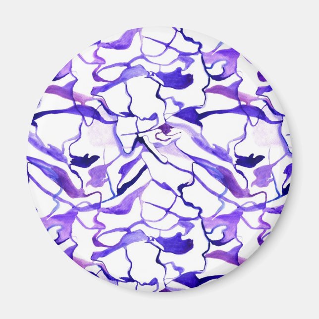 Imán Patrón de líneas abstractas de acuarela violeta (Frente)