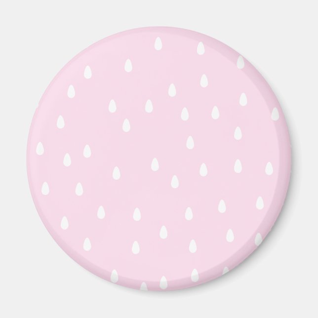 Imán Patrón de lluvia rosa claro. Blanco y rosa. (Frente)