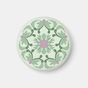 Imán patrón de loto verde vintage