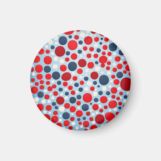 Imán Patrón de lunares rojos y azules (Frente)