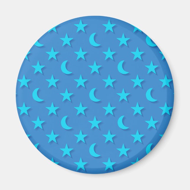 Imán Patrón de lunas azules y estrellas (Frente)