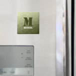 Imán Patrón de malla geométrica verde claro del ejércit<br><div class="desc">Monograma Personalice con su personalizado inicial y su nombre. El gradiente verde del ejército de la malla geométrica triángulos sombríos. Malla geométrica triangular con gradiente oscuro gris oscuro claro. militar,  ejército,  patrón,  sombrío,  malla,  triángulos,  geometría,  geométrica,  gradiente,  fresco,  triángulo,  verde</div>