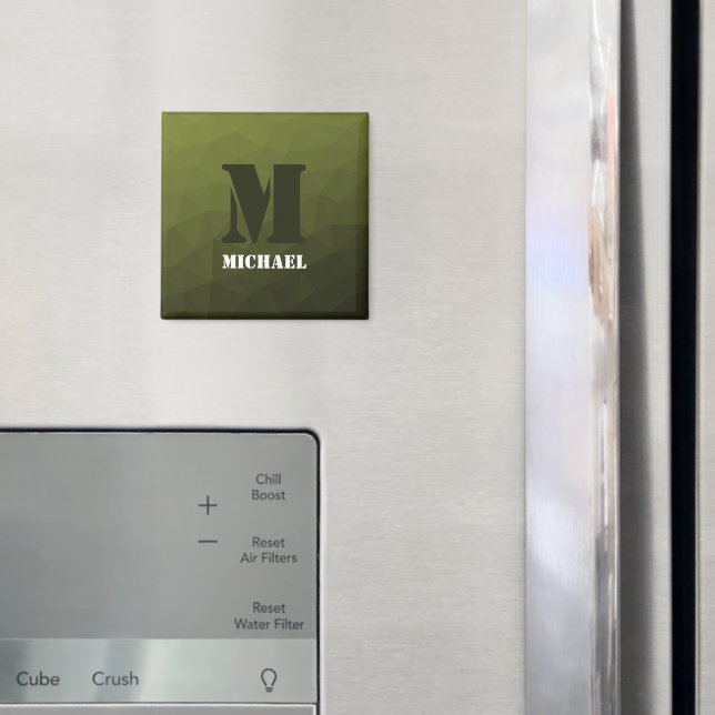 Imán Patrón de malla geométrica verde del ejército Mono (In situ (nevera))