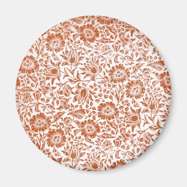Imán Patrón de Malva de William Morris: Floral Terracot (Frente)