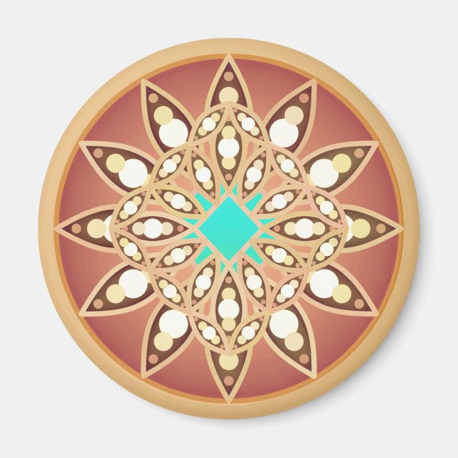 Imán Patrón de Mandala en caramelo y chocolate (Frente)