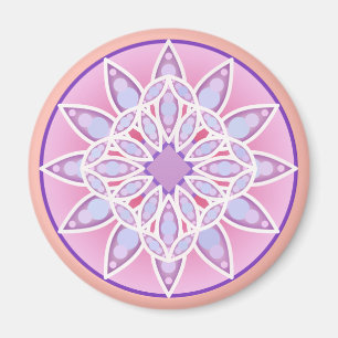 Imán Patrón de Mandala en lavanda, orquídea y coral