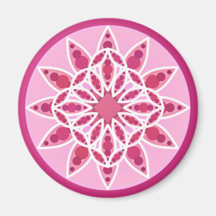 Imán Patrón de Mandala en rosa, fucsia y blanco