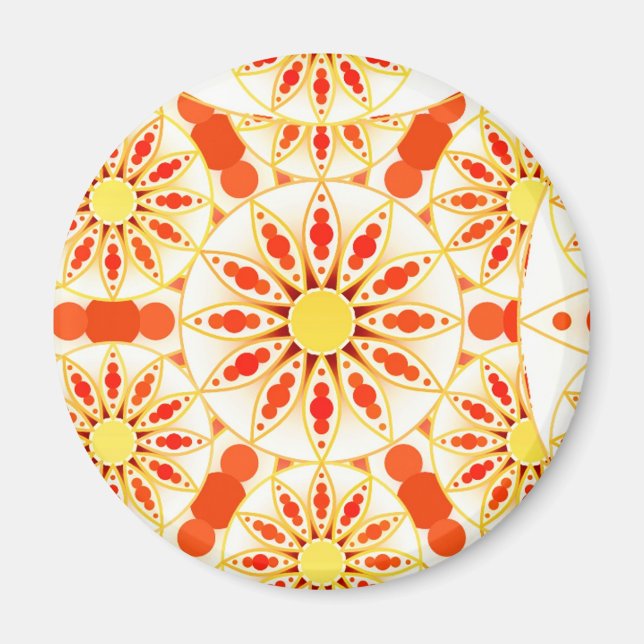 Imán Patrón de Mandala, rojo ladrillo, óxido, oro (Frente)