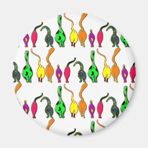 Imán Patrón de manguitos de gato coloridos